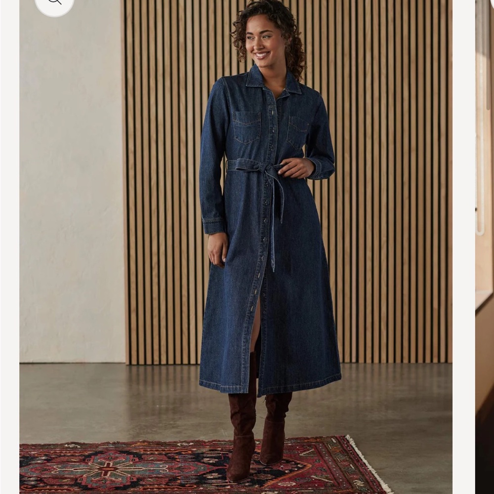 Denim Long Sleeve Belted Dress